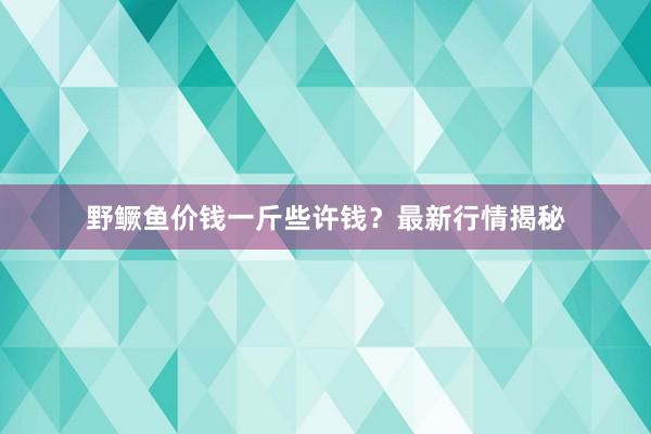 野鳜鱼价钱一斤些许钱？最新行情揭秘